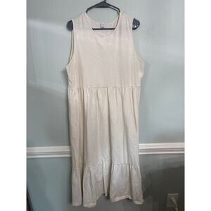 Old Navy Cream Tiered Midi Dress (XXL) | Sleeveless Casual Flowy